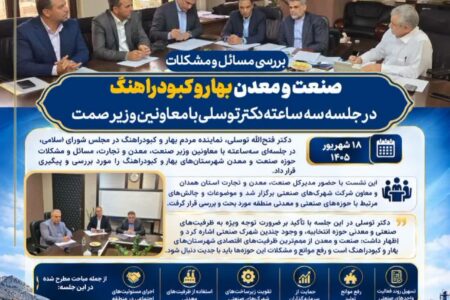  بررسی مسائل و مشکلات صنعت و معدن بهار و کبودراهنگ